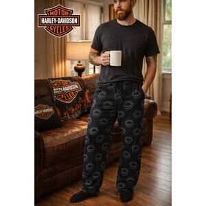 Harley-Davidson Skull Print Flannel Pajama Pants – Black